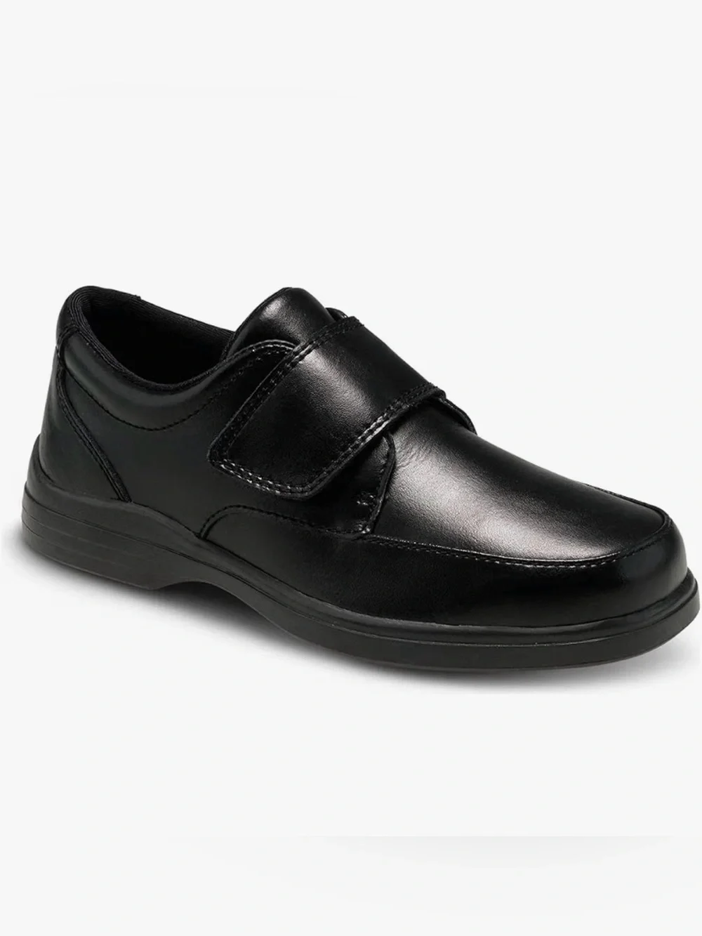 Kids Unisex Hush Puppies Black Leather Velcro Slip-On Loafer